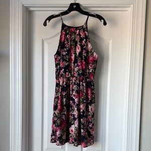 Blue Rain Floral Dress - Pink and Navy